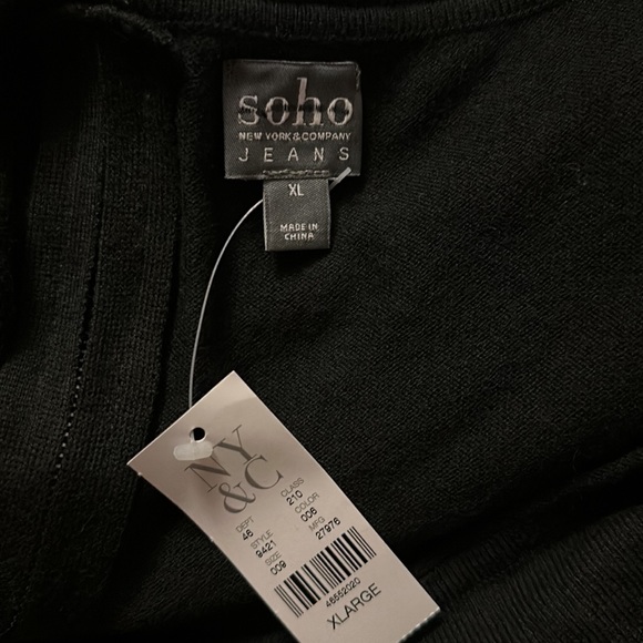 Soho JEANS NEW YORK & COMPANY Women BLACK Pullover Sweater XL - Picture 4 of 4